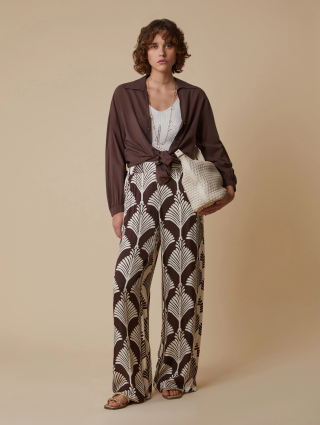 Коричневые брюки PennyBlack с контрастным принтом: фото 1 - Invogue