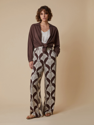 Коричневые брюки PennyBlack с контрастным принтом: фото 3 - Invogue