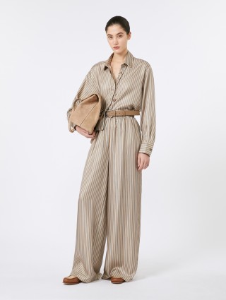 Брюки у смужку MAX MARA шовкові: фото 1 - Invogue