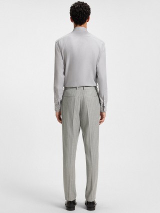 Серебристые брюки BOSS из шерсти: фото 3 - Invogue