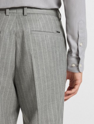 Серебристые брюки BOSS из шерсти: фото 5 - Invogue