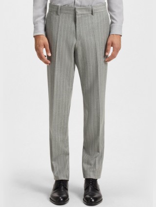 Серебристые брюки BOSS из шерсти: фото 2 - Invogue