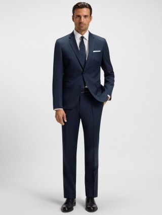 Темно-сині брюки BOSS з вовни: фото 1 - Invogue