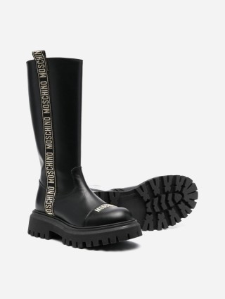 Чорні чоботи MOSCHINO зі шкіри: фото 2 - Invogue