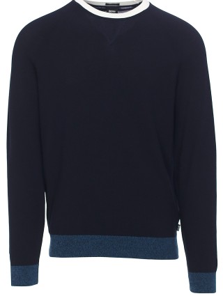 Тёмно-синий свитер BOSS: фото - Invogue