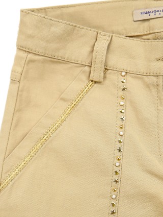 Бежевые брюки ERMANNO SCERVINO KIDS: фото 4 - Invogue