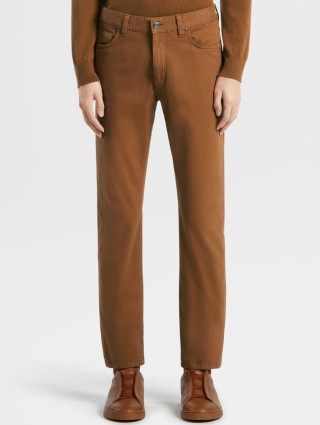 Карамельні джинси Zegna крою slim з додаванням еластану: фото 1 - Invogue