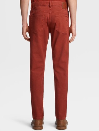 Темно-червоні джинси Zegna Slim з додаванням еластану: фото 2 - Invogue