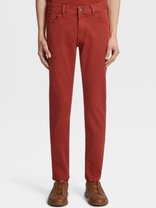 Темно-червоні джинси Zegna Slim з додаванням еластану: фото 1 - Invogue