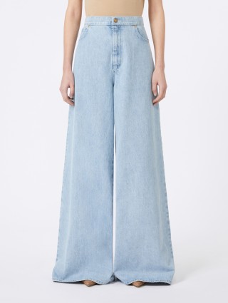 Голубые джинсы MAX MARA широкого кроя: фото 2 - Invogue