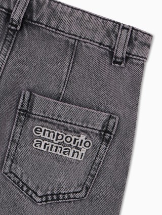 Чёрные джинсы EMPORIO ARMANI KIDS из хлопка: фото 4 - Invogue