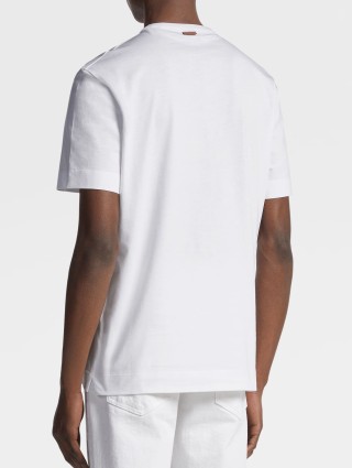 Базова біла футболка  Zegna з бавовни з емблемою на груді: фото 2 - Invogue