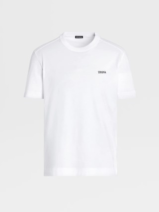 Базова біла футболка  Zegna з бавовни з емблемою на груді: фото - Invogue