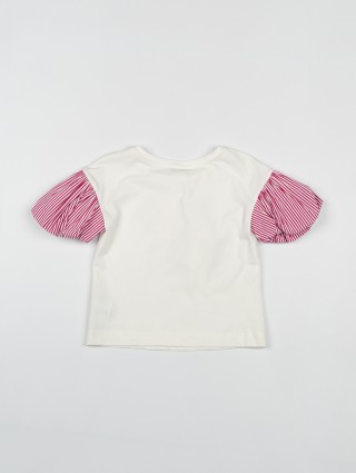 Кремовая футболка MONNALISA: фото 1 - Invogue