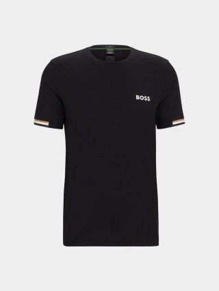 Чорна футболка BOSS з логотипом: фото - Invogue