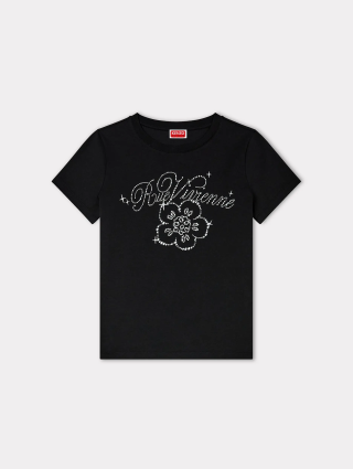 Чорна футболка Kenzo з блискучим написом: фото - Invogue