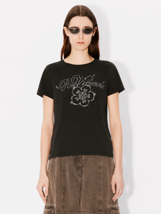 Чорна футболка Kenzo з блискучим написом: фото 1 - Invogue