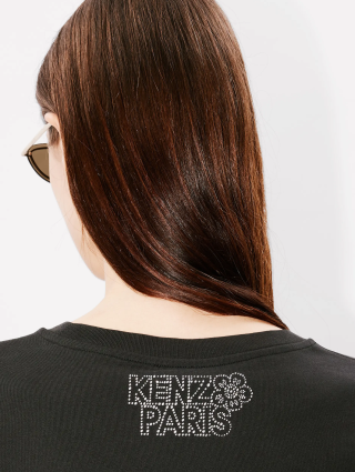 Чорна футболка Kenzo з блискучим написом: фото 4 - Invogue