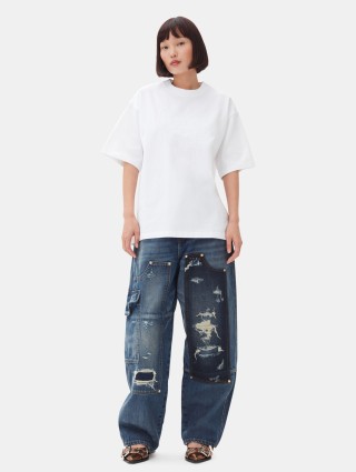 Біла футболка Ganni з логотипом: фото 4 - Invogue