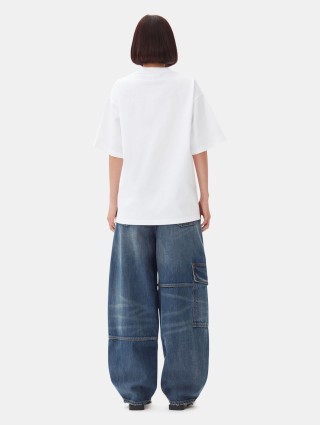 Біла футболка Ganni з логотипом: фото 2 - Invogue