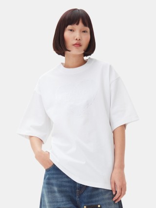 Біла футболка Ganni з логотипом: фото 1 - Invogue