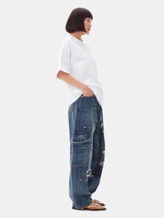 Біла футболка Ganni з логотипом: фото 3 - Invogue