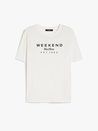 Біла футболка WEEKEND MAX MARA з принтом: фото - Invogue