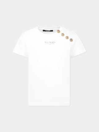 Біла футболка BALMAIN KIDS з бавовни: фото - Invogue