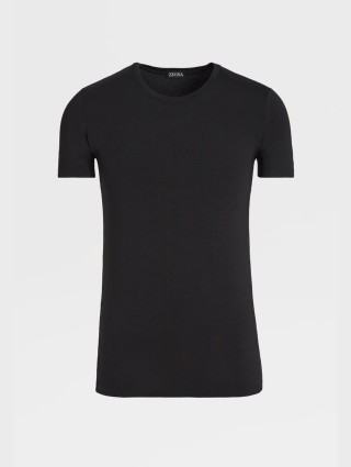 Чорна футболка ZEGNA з короткими рукавами: фото - Invogue