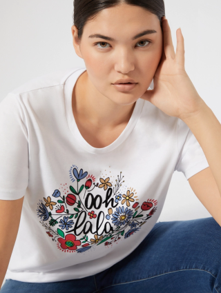 Біла футболка MARINA RINALDI з принтом: фото 1 - Invogue