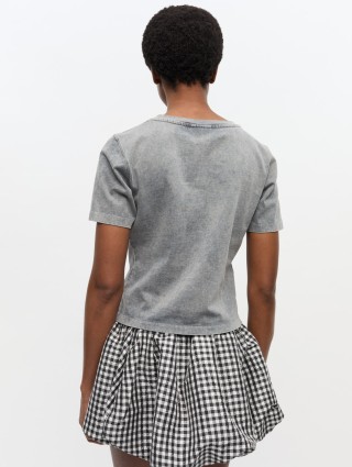 Серая футболка GANNI из хлопка: фото 3 - Invogue