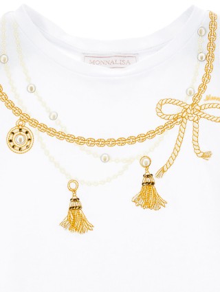 Біла футболка MONNALISA: фото 2 - Invogue