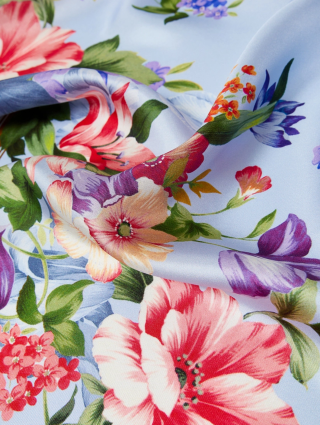 Блакитна хустка MARINA RINALDI з шовкової саржі: фото 3 - Invogue