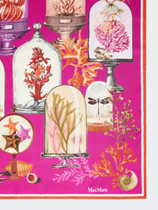 Платок цвета фуксии Max Mara из шелкового твила: фото 1 - Invogue