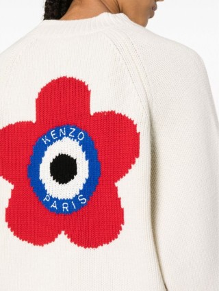 Білий кардиган KENZO на гудзиках з візерунком Boke Flower: фото 4 - Invogue