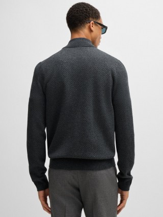 Чорний кардиган BOSS з натуральної вовни та бавовни: фото 2 - Invogue