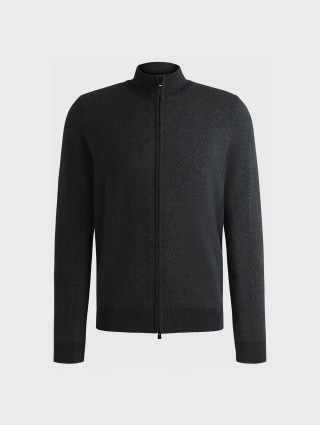 Чорний кардиган BOSS з натуральної вовни та бавовни: фото - Invogue