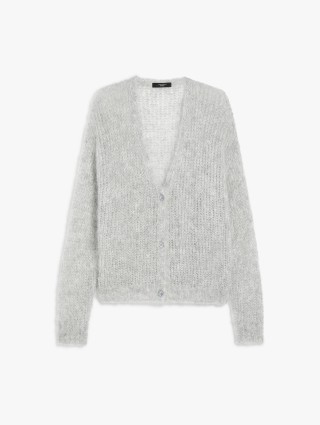 Светло-серый кардиган WEEKEND MAX MARA из мохеровой пряжи: фото - Invogue