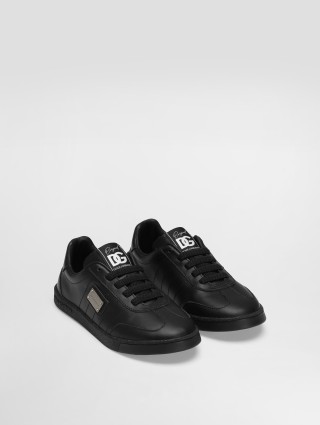 Чёрные кеды DOLCE&GABBANA KIDS из кожи: фото 2 - Invogue