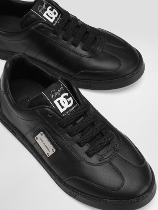 Чёрные кеды DOLCE&GABBANA KIDS из кожи: фото 4 - Invogue