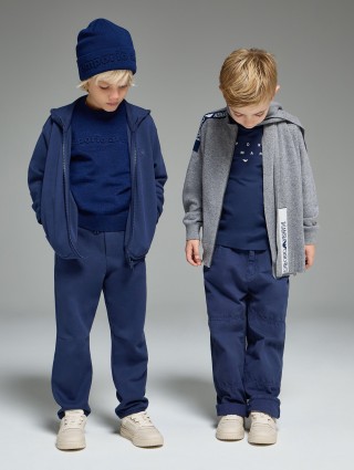 Кремовые кеды EMPORIO ARMANI KIDS из кожи: фото 1 - Invogue
