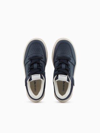 Тёмно-синие кеды EMPORIO ARMANI KIDS из кожи: фото 4 - Invogue