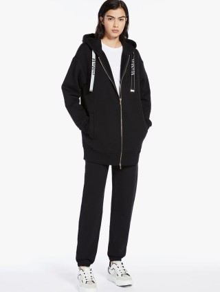 Чорна довга толстовка Max Mara з капюшоном на шнурку: фото 4 - Invogue