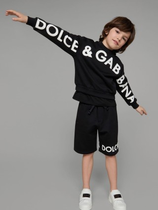 Чорний світшот DOLCE&GABBANA з логотипом oversize fit: фото 4 - Invogue