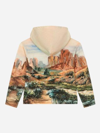 Бежеве худі DOLCE&GABBANA з принтом та металевою пластиною з логотипом: фото 1 - Invogue