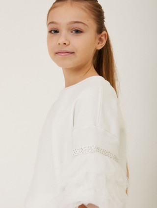 Молочний світшот MONNALISA вільного крою: фото 4 - Invogue