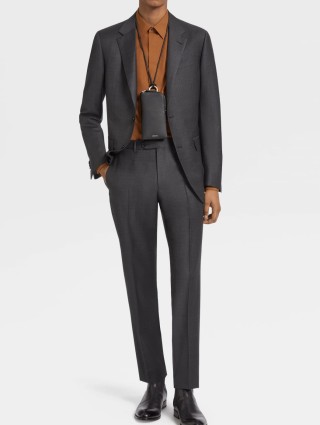 Сірий костюм Zegna з оригінальної вовни Trofeo™: фото 1 - Invogue