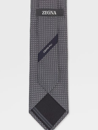 Темно-синий галстук Zegna из шелка в микропринт: фото 1 - Invogue