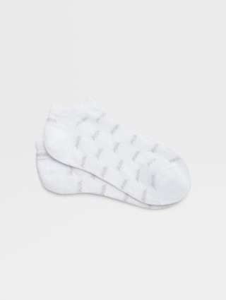 Білі спортивні шкарпетки Zegna вкороченого крою в принт: фото - Invogue