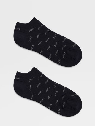 Темно-сині спортивні шкарпетки Zegna вкороченого крою в принт: фото 1 - Invogue